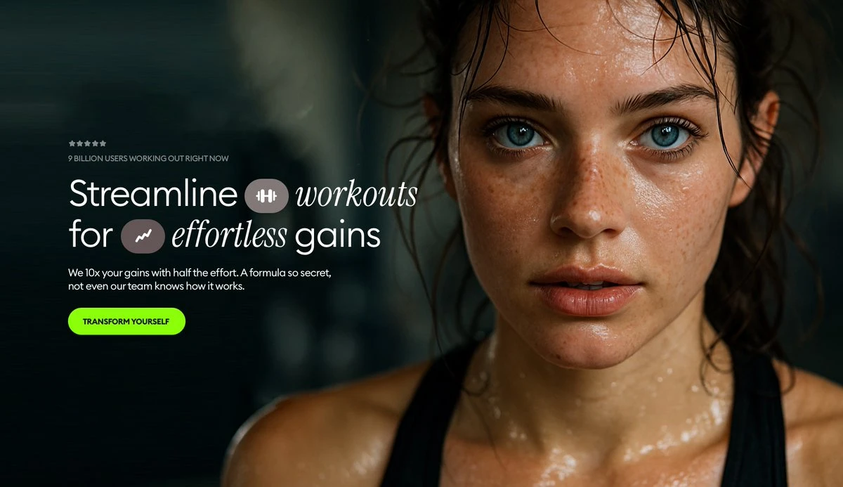 Brand Landing Page - Close-up of Young Female Face After Exercise