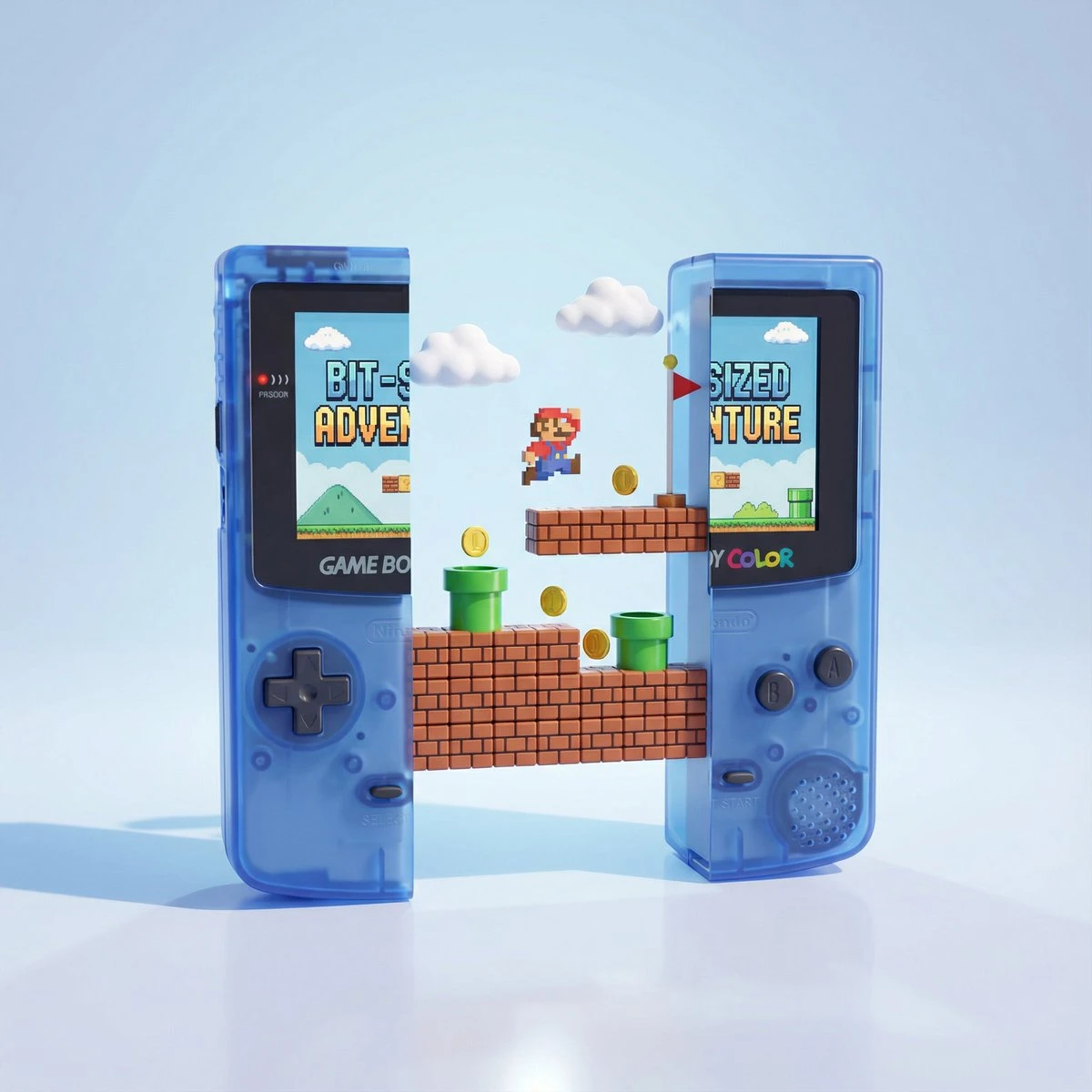Exquisite 3D rendering of a handheld game console